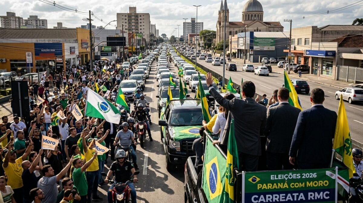 Eleições 2026 no Paraná: Sergio Moro faz carreata em seis cidades da Região Metropolitana de Curitiba